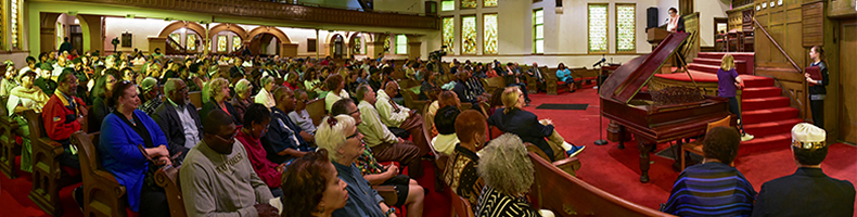 The crowd at the dedication ceremony in the Kenwood United Church of Christ